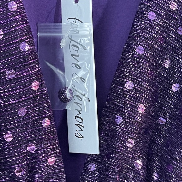 For Love & Lemons Women’s Size XS Purple Metallic Dot La Villette Cropped Blouse - Picture 8 of 12